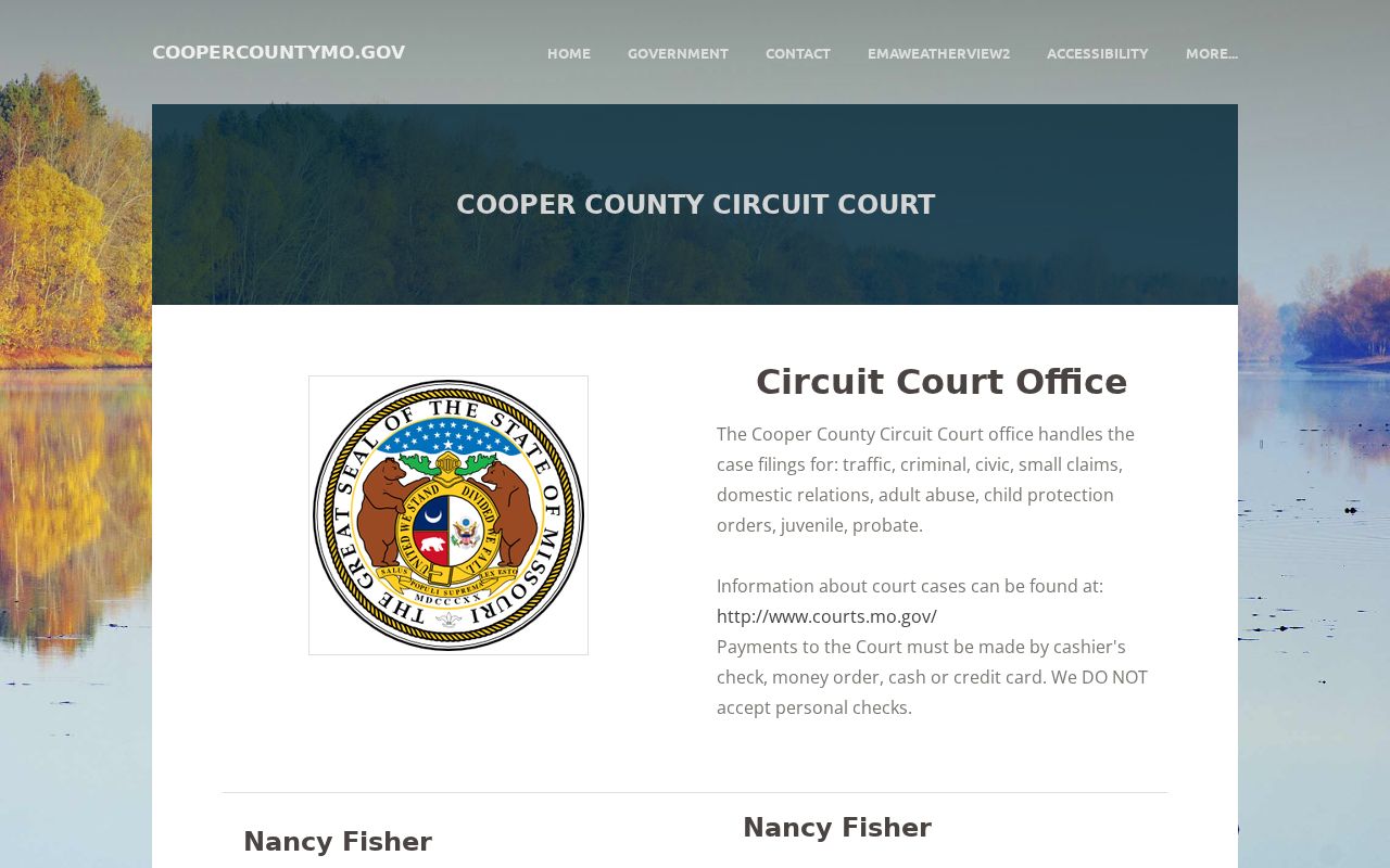 Cooper County Circuit Court categories and Case.net link