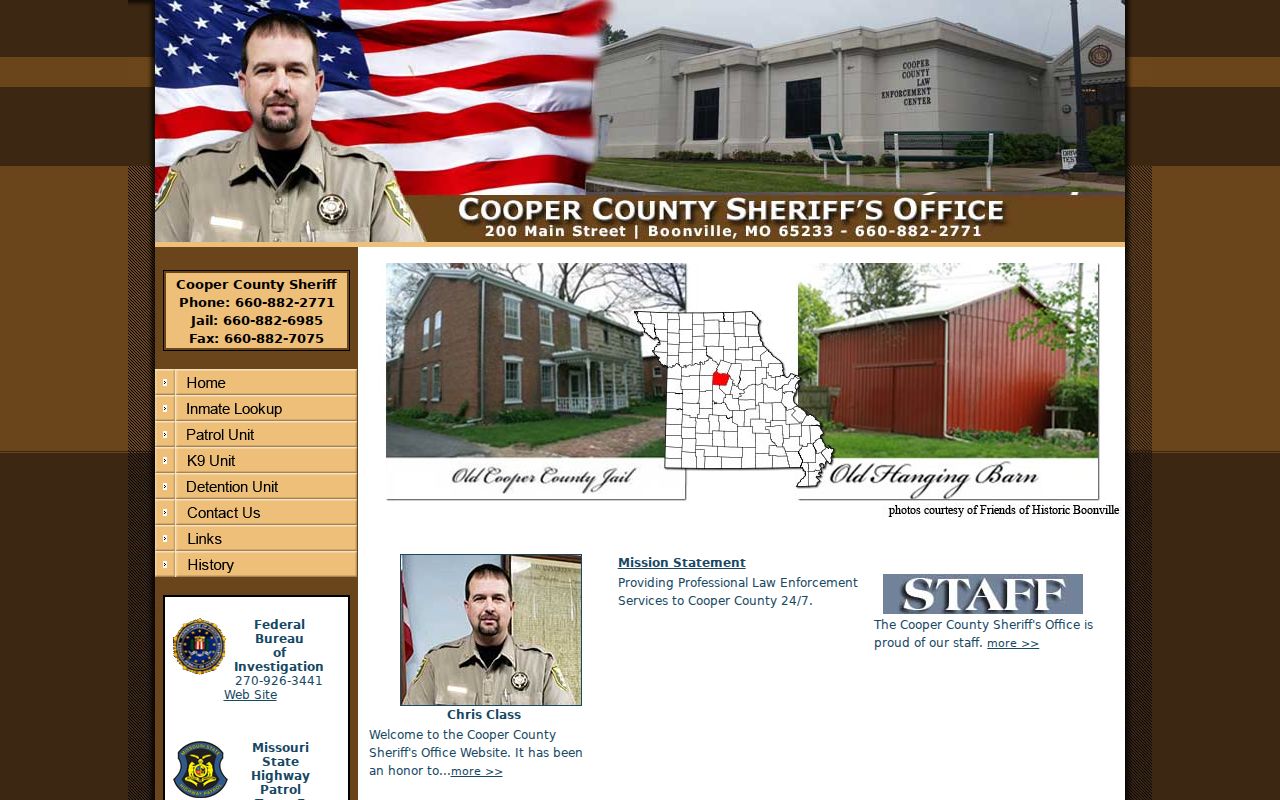 Cooper County Sheriff linked official website